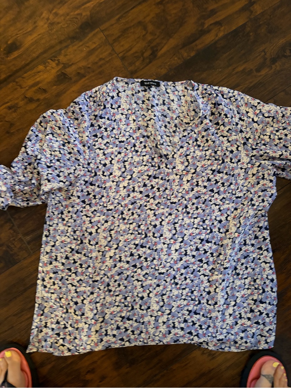 Well Worn Blue and Purple Floral Short-Sleeve Shirt
